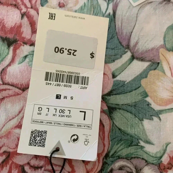 NWT Zara Top Green & Black over one shoulder Size Large - Picture 3 of 6